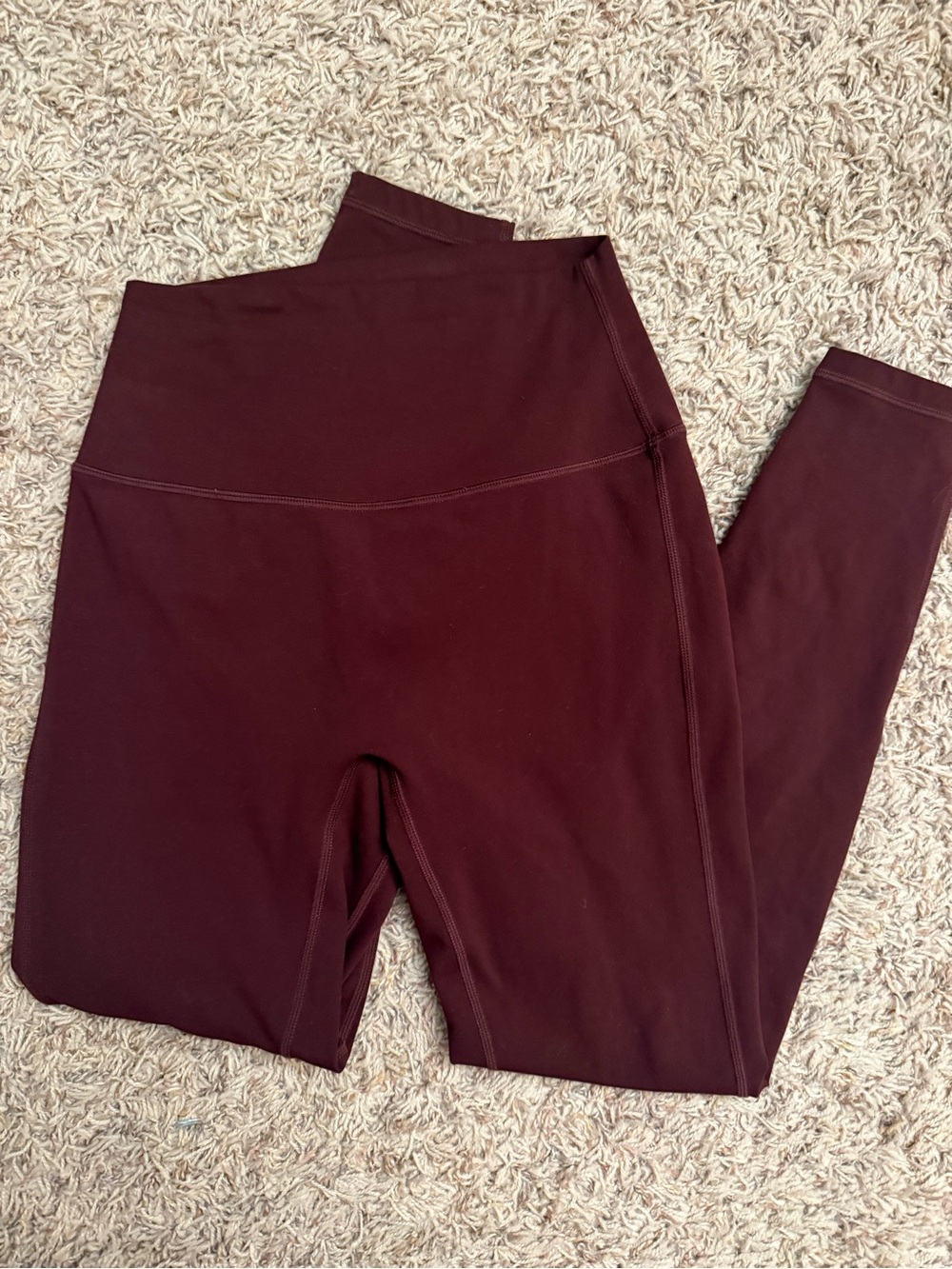 TSL High-Waist Athletic Leggings in Deep Burgundy